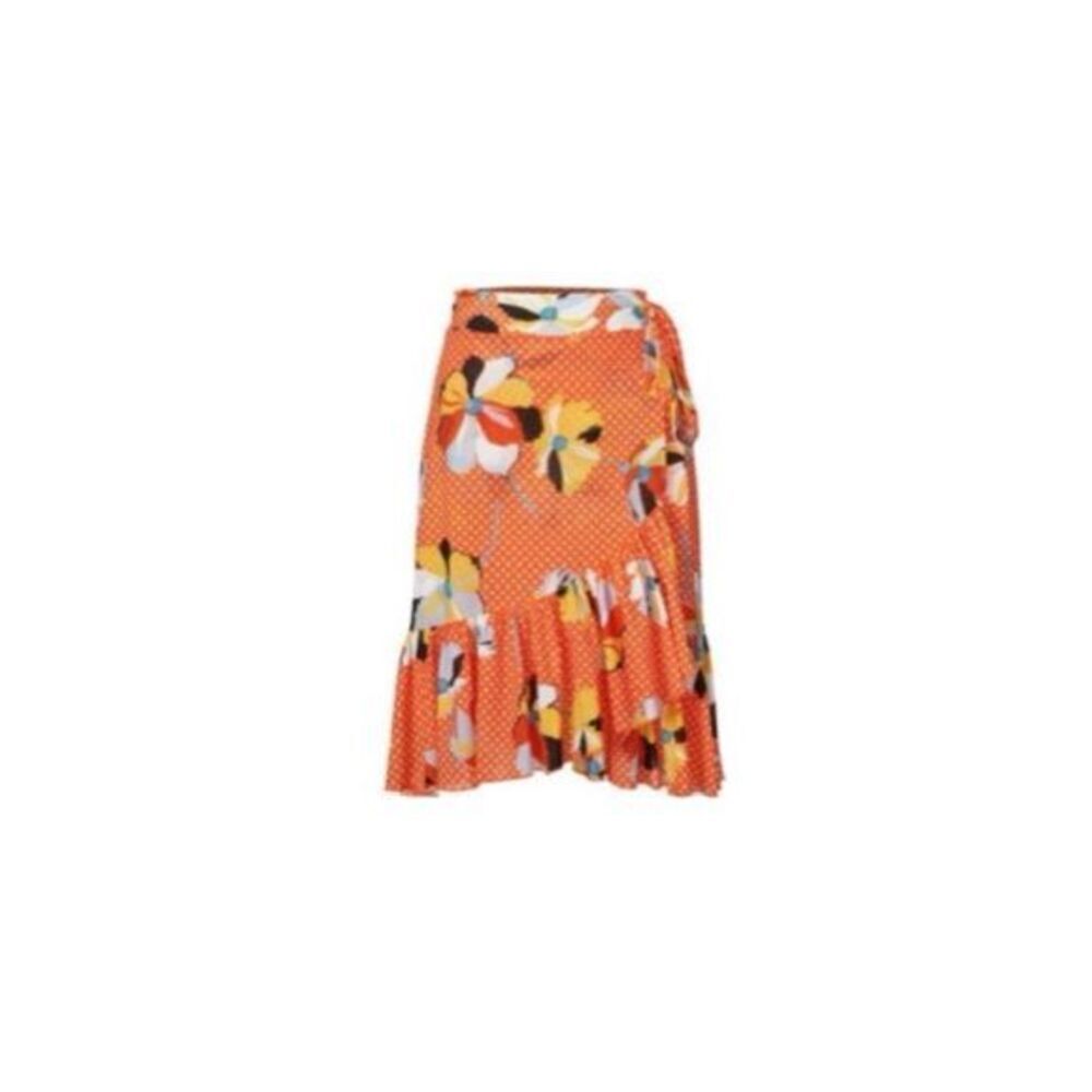 Cabi Wrap skirt size S Style 6199 Tangerine floral polka dot.